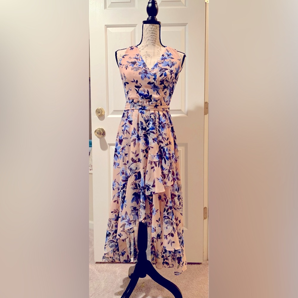 Eliza J. Floral Ruffle High/Low Maxi Dress